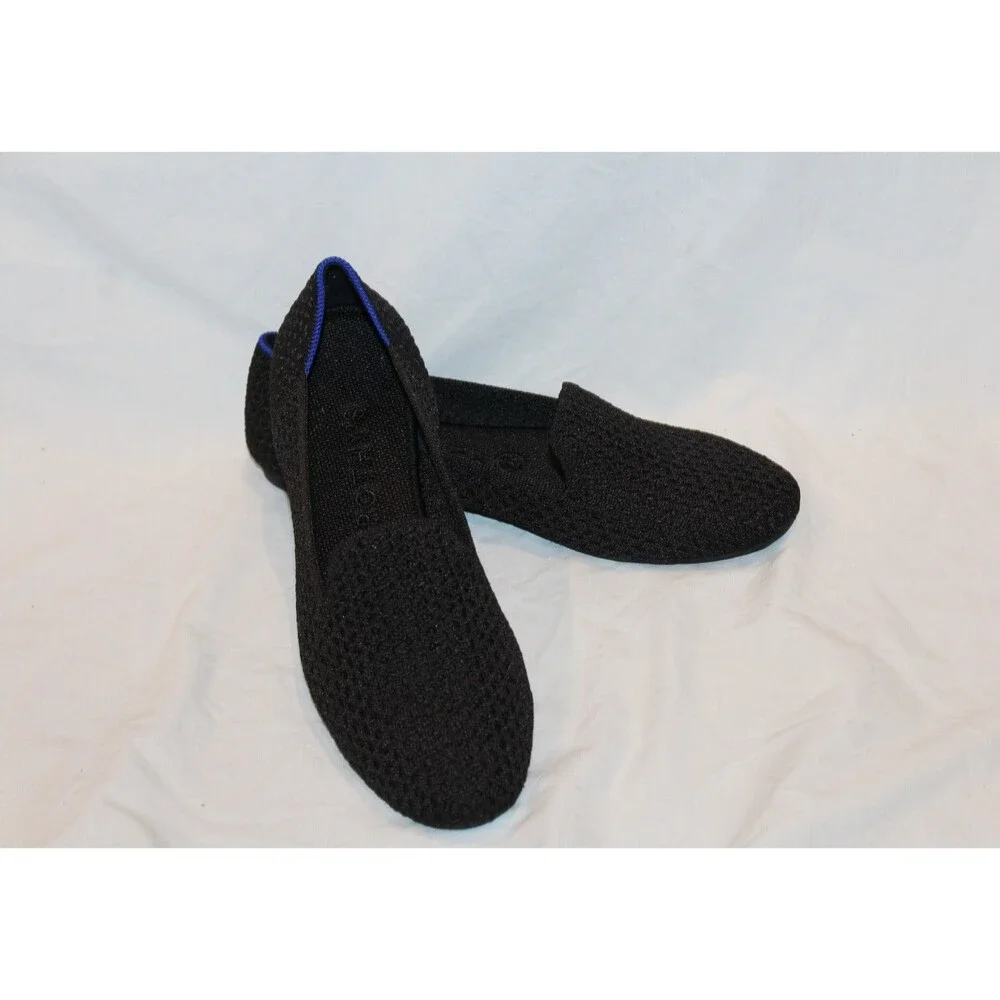 Rothy's The Loafer Casual Slip-On Flats Black Honeycomb Women's 6.5 NEW